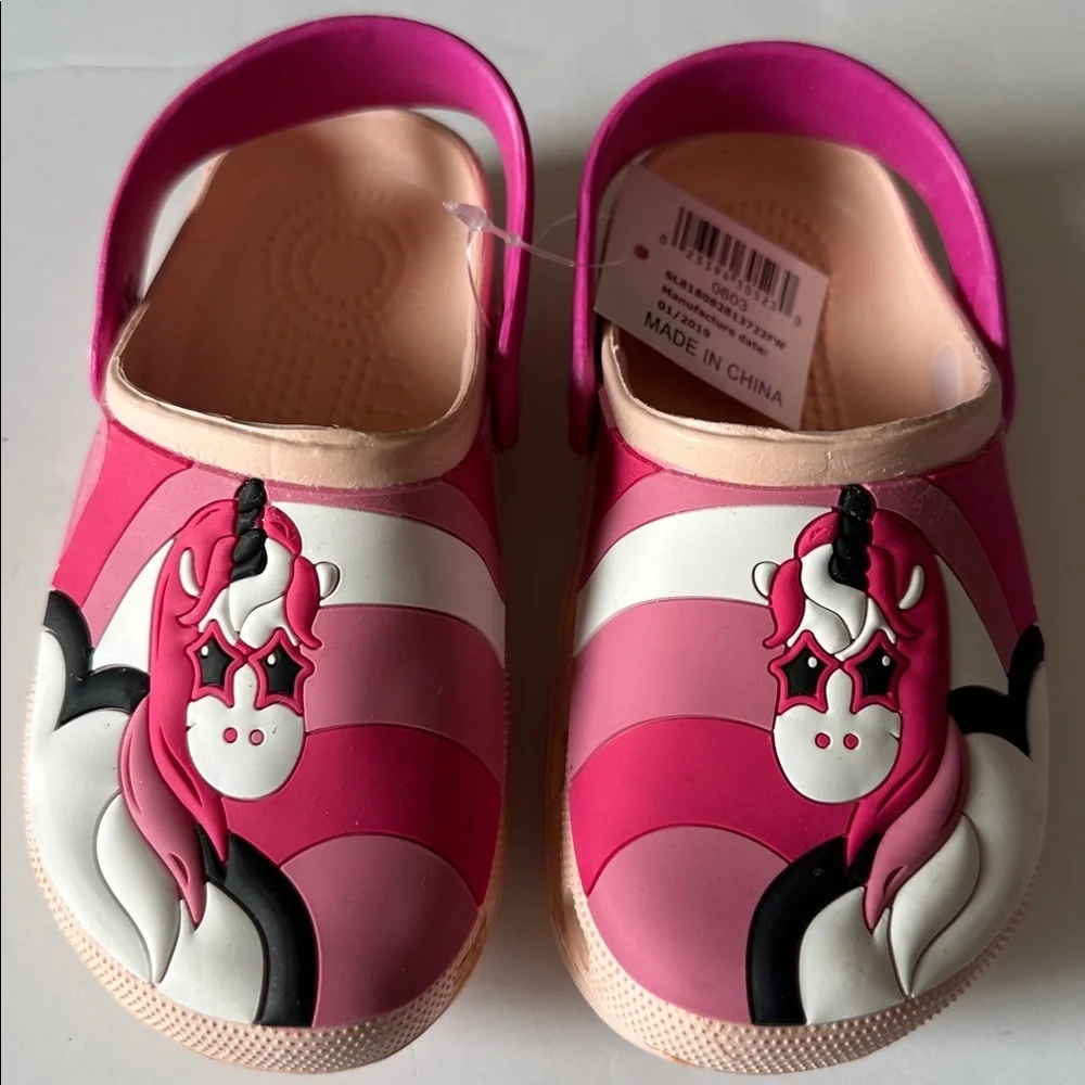 Kids Girls Toddler Pink Unicorn Clog Sandals Size: US Toddler 8 /EU 27)